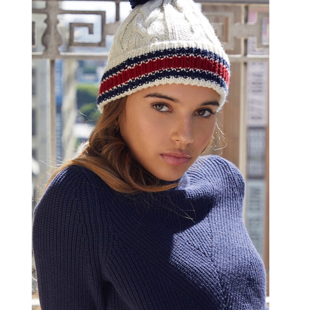 NWT Pacsun LA Hearts Varsity Pom Beanie